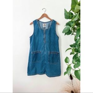 🔴 SOLD :: Vintage Denim Jumper/Pinafore Dress with Pockets